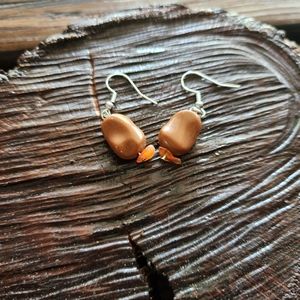 Handmade brown faux stone earrings